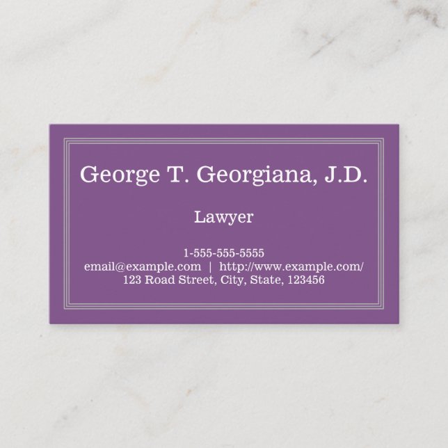 Professionnel et Carte de visite d'avocat minimal (Devant)