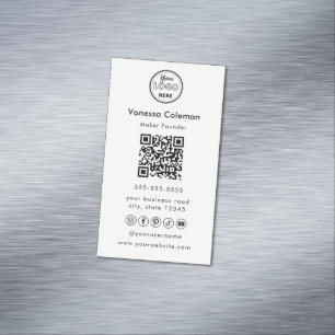 Professionnel minimal Qr Code Carte de visite blan
