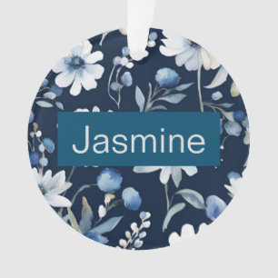 Professionnel Moderne Minimaliste Blue Floral Nom