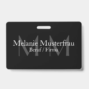 Professionnel noir Monogramme Badge de service