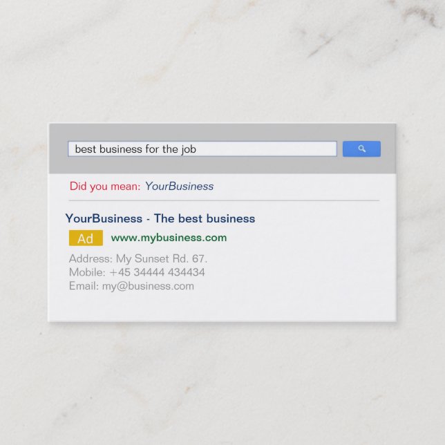 Professionnel personnalisable Google Carte de visi (Devant)