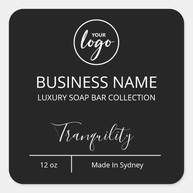 Professionnel Simple Logo Black Soap Bar Étiquette (Devant)