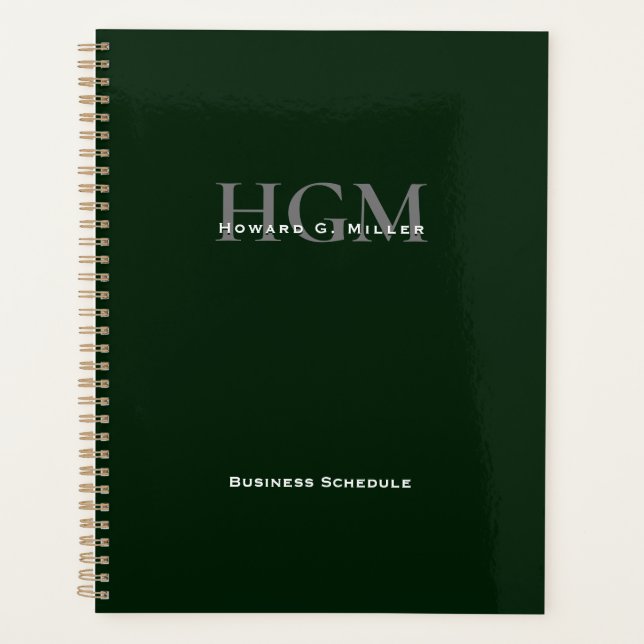 Professionnel Simple Vert Argent 3 Lettre Monogram (Devant)
