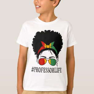 Professor African Women Messy Bun Black History Mo T-Shirt