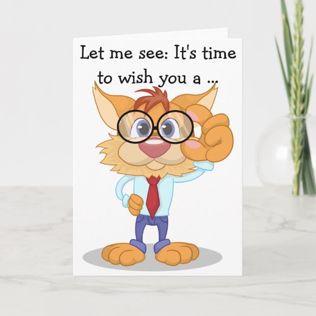 Professor Cat wishes a Happy Birthday Card (Front)