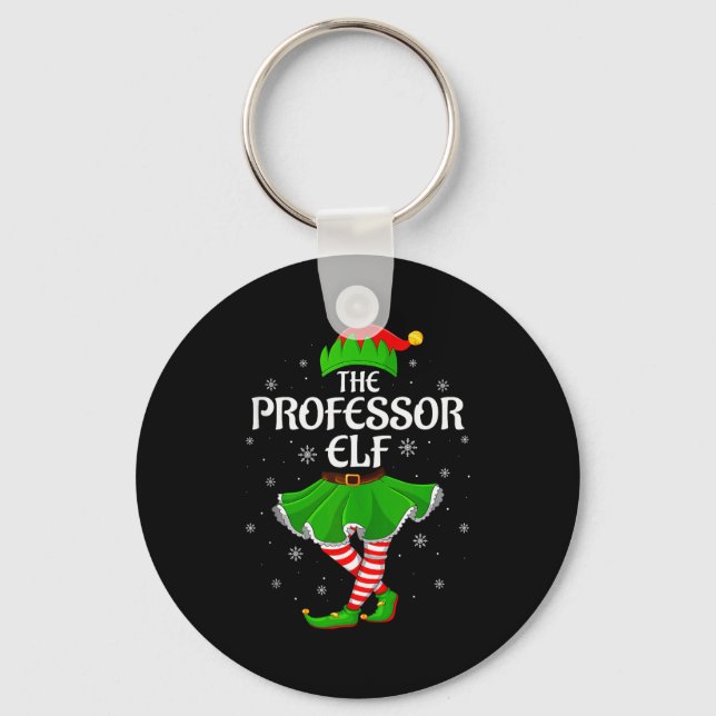 Professor Elf Christmas Family Girls Women Elf Squ Keychain (Front)