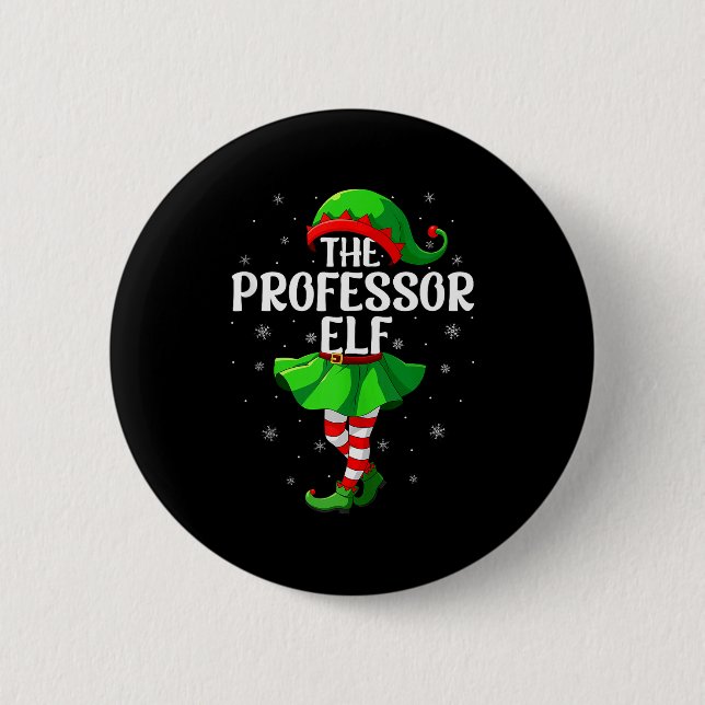 Professor Elf Christmas Girls Women Elf Squad Xmas 2 Inch Round Button (Front)