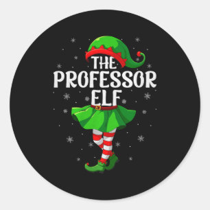 Professor Elf Christmas Girls Women Elf Squad Xmas Classic Round Sticker