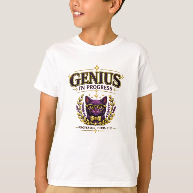 Professor Purr-Ple™ – Genius in Progress T-Shirt (Front)