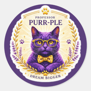 Professor Purr-Ple™ – Rêvez plus grand Autocollant