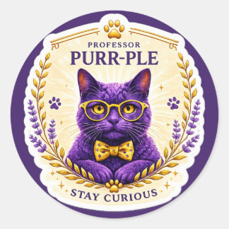 Professor Purr-Ple™ – Stay Curious Sticker