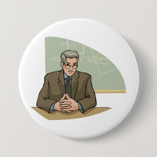 Professor Scholar Male Educator Teacher 3 Inch Round Button
