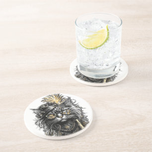 Professor Sprocket-Paws The Funky Steampunk Cat Coaster