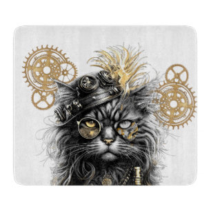 Professor Sprocket-Paws The Funky Steampunk Cat Cutting Board