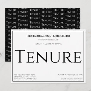 Professor White Black Academic Tenure Party Invitation