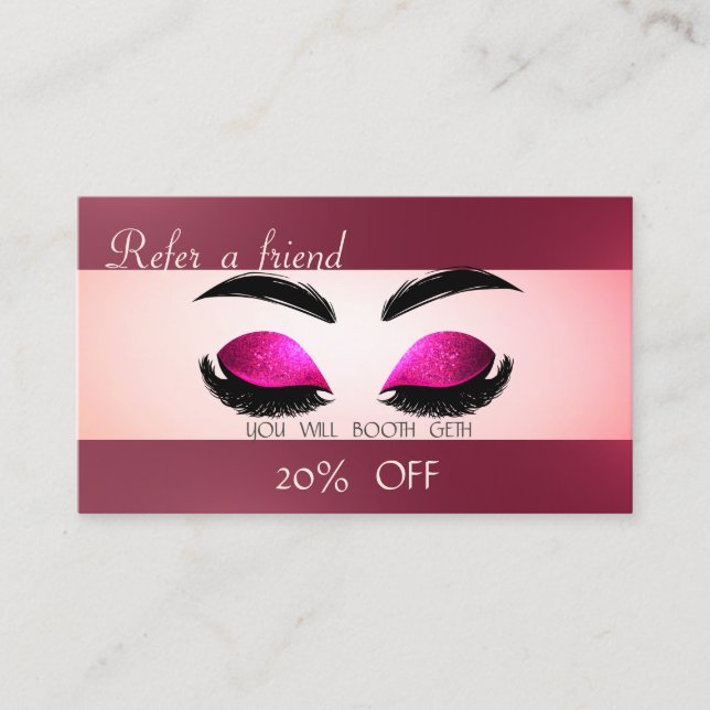 Proffesional Glitter Faux Lashes Referral Card (Front)