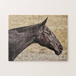 Profil de cheval noir - Puzzle moyen