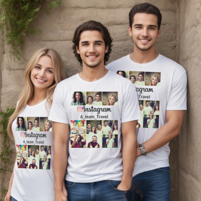 Profil Instagram personnalisé T-Shirt (Instagram logo and photo collage grid to increase your followers and likes. )