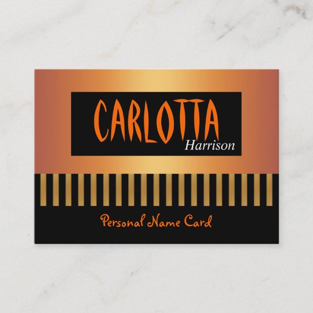 Profil Nom personnel Carte Café Gold Stripe (Devant)
