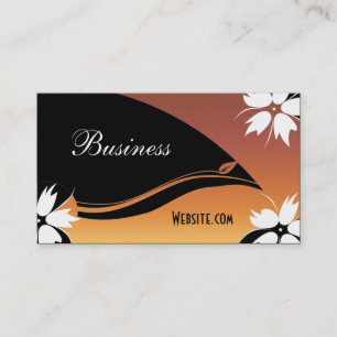 Profile Business Card Black Gold White Floral