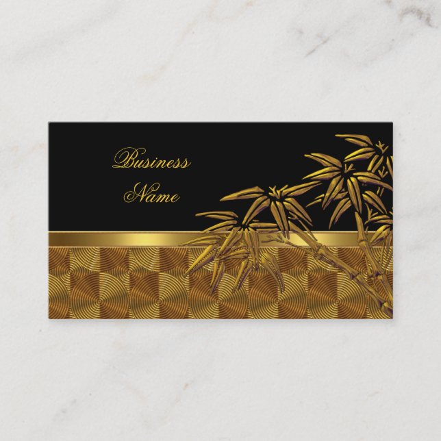 Profile Card Asian Black Gold Bamboo (Front)