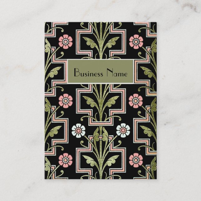 Profile Card Vintage Pink Black Floral (Front)