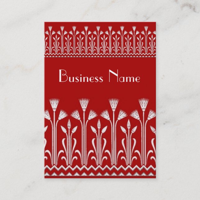 Profile Card Vintage Victorian Pattern Red White (Front)