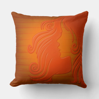 Profile of a girl throw pillow