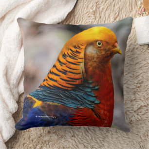 Profile of a Golden Red Pheasant Throw Pillow
