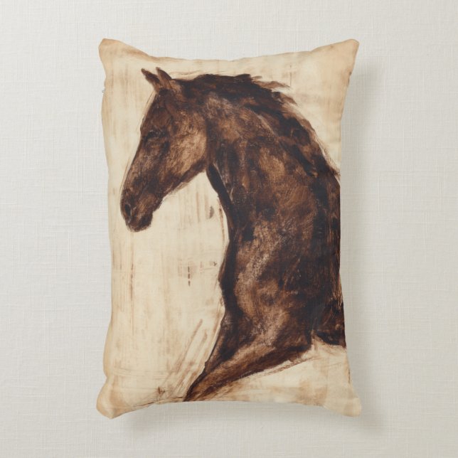 Profile of Brown Wild Horse Accent Pillow (Front(Vertical))