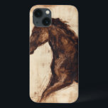 Profile of Brown Wild Horse iPhone 13 Case<br><div class="desc">The beauty of this dark horse is perfectly captured by two simple colors: brown and beige and the sharpness of the ink used in this painting makes it even more realistic. This contemporary fine art print representing a profile of a brown stallion will add character to any living room, dining...</div>