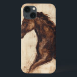 Profile of Brown Wild Horse iPhone 13 Case<br><div class="desc">The beauty of this dark horse is perfectly captured by two simple colors: brown and beige and the sharpness of the ink used in this painting makes it even more realistic. This contemporary fine art print representing a profile of a brown stallion will add character to any living room, dining...</div>
