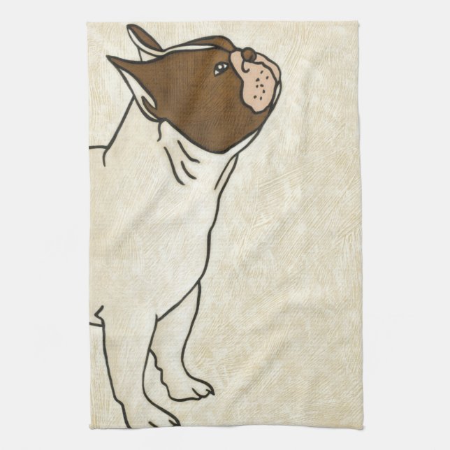Profile of French Bulldog Looking Up Kitchen Towel (Vertical)