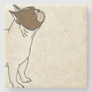 Profile of French Bulldog Looking Up Stone Coaster
