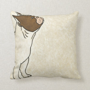 Profile of French Bulldog Looking Up Throw Pillow