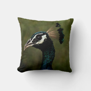 Profile of Peacock Throw Pillow