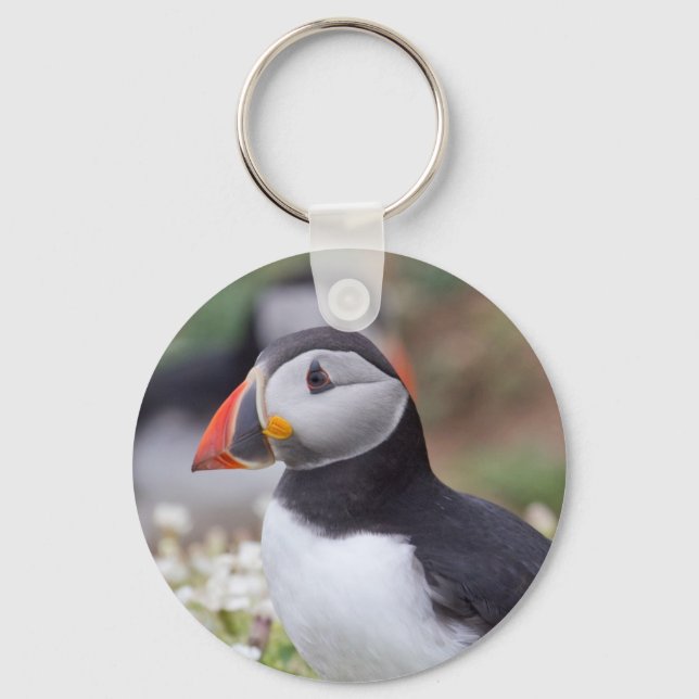 Profile of Puffin on Skomer Island Keychain (Front)