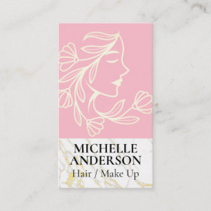 Profile of Woman and Flowers   Beauty Business Card