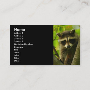 profile or business card, raccoon card