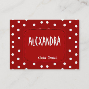Profile Personal Name Card Retro Red White Spot