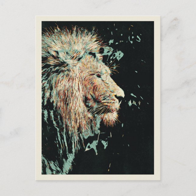 Profile portrait of a Lion elegant illustration Postcard (Front)