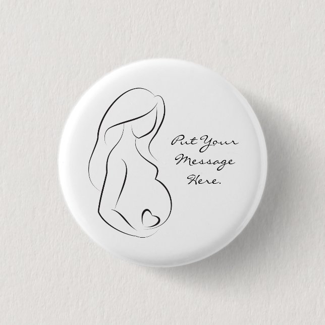 Profile Pregnant Woman Belly Heart 1 Inch Round Button (Front)