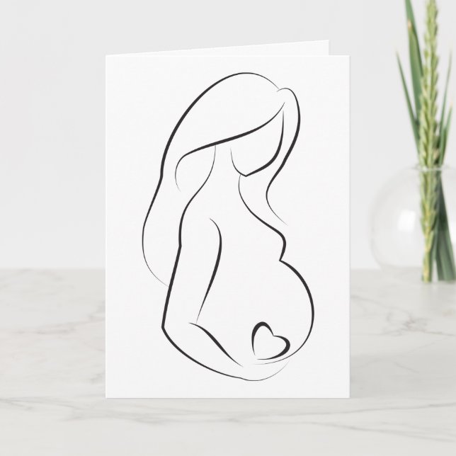 Profile Pregnant Woman Belly Heart Announcement (Front)