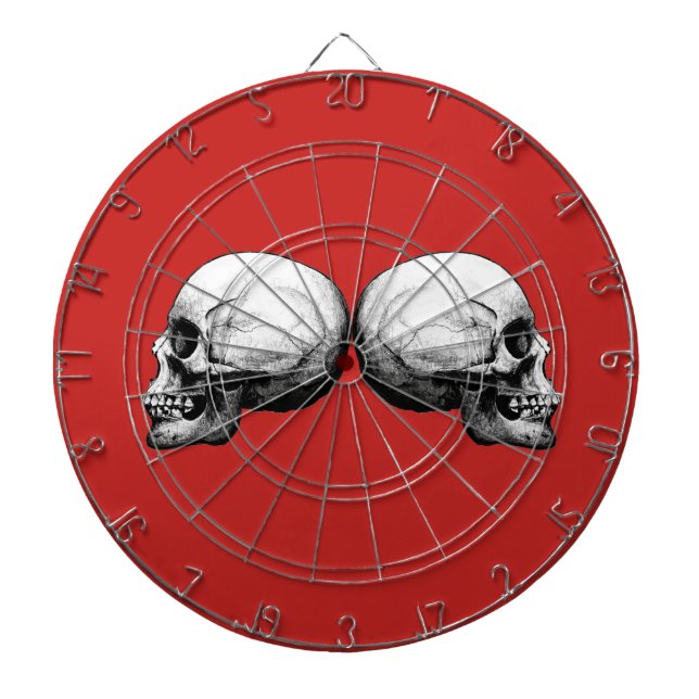 Profile Skull Black and White Dart Board (Front)