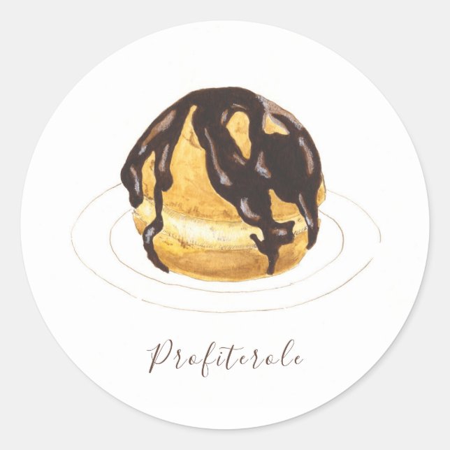 Profiterole watercolor classic round sticker (Front)