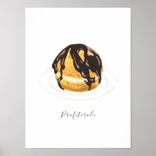 Profiterole watercolor poster (Front)