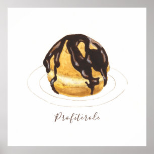 Profiterole watercolor poster