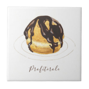 Profiterole watercolor tile