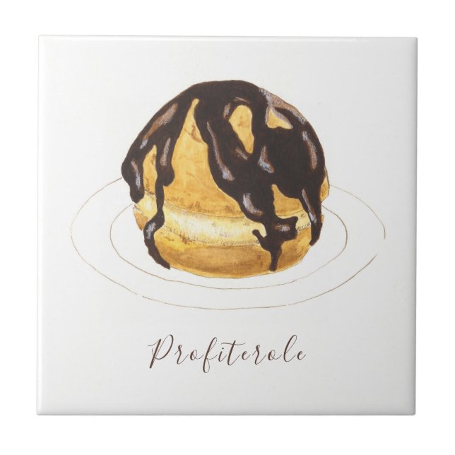 Profiterole watercolor tile (Front)
