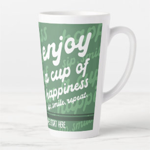 Profitez d'une coupe de bonheur   Mug de latte mot